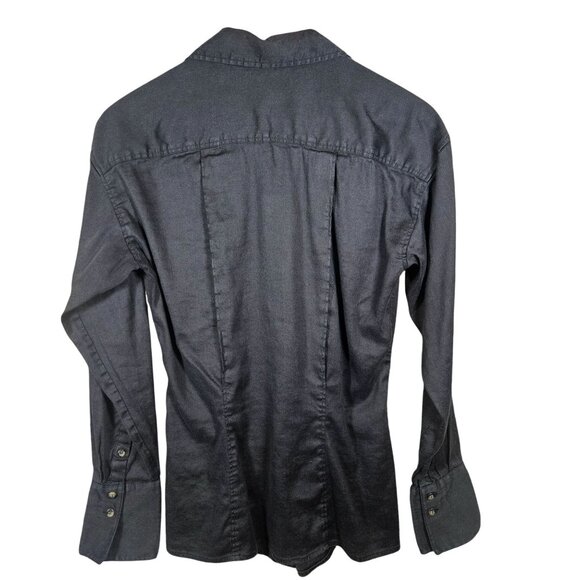 Frame Women’s Charcoal Button-Up Shirt Med Model Off-Duty Indie Minimalist - Picture 3 of 13